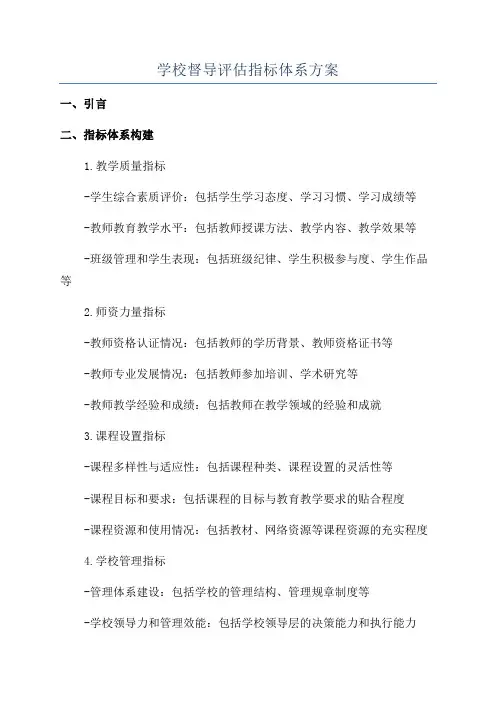 学校督导评估指标体系方案