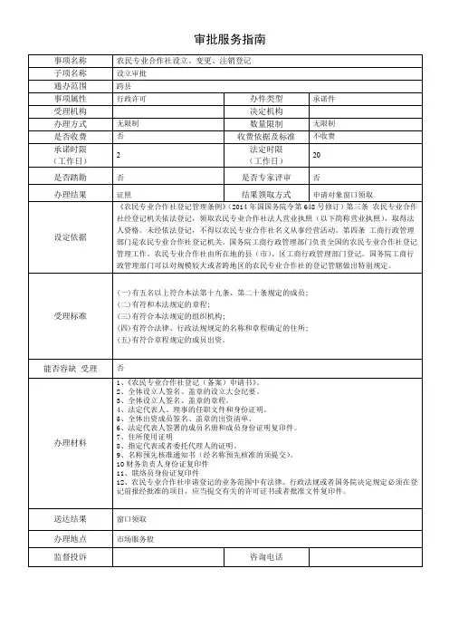 农民专业合作社设立、变更、注销登记-设立审批