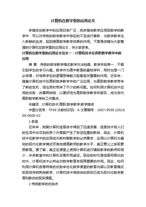 计算机在数学里的应用论文