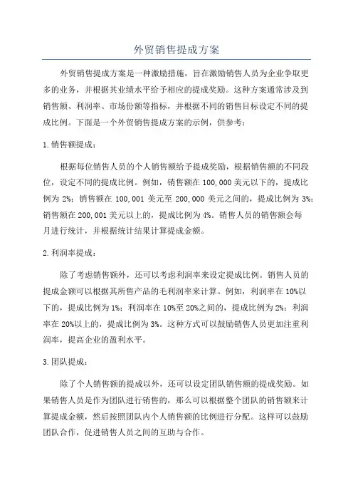 外贸销售提成方案