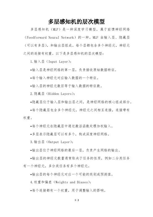 多层感知机的层次模型