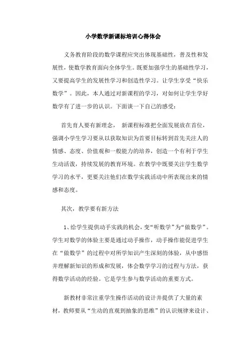 小学数学新课标培训心得体会
