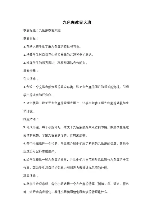 九色鹿教案大班