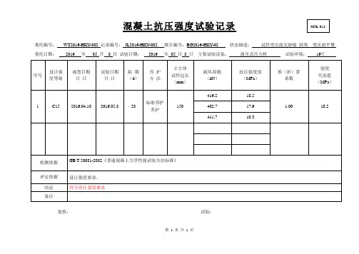 砼抗压强度试验记录