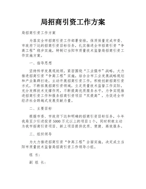 局招商引资工作方案