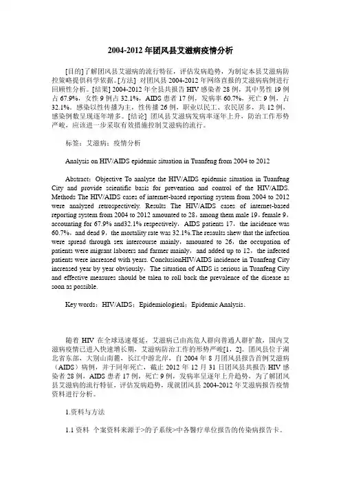 2004-2012年团风县艾滋病疫情分析