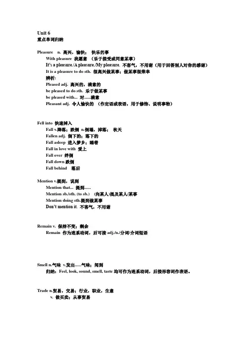 初中英语 九年级Unit 6 重要知识点归纳总结
