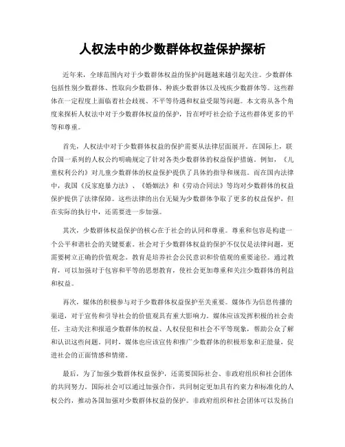 人权法中的少数群体权益保护探析