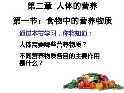 北师大版七年级生物下册《  生物圈中的人  第八章 人体的营养  附录：人主要食物的营养成分》公开课课件_1