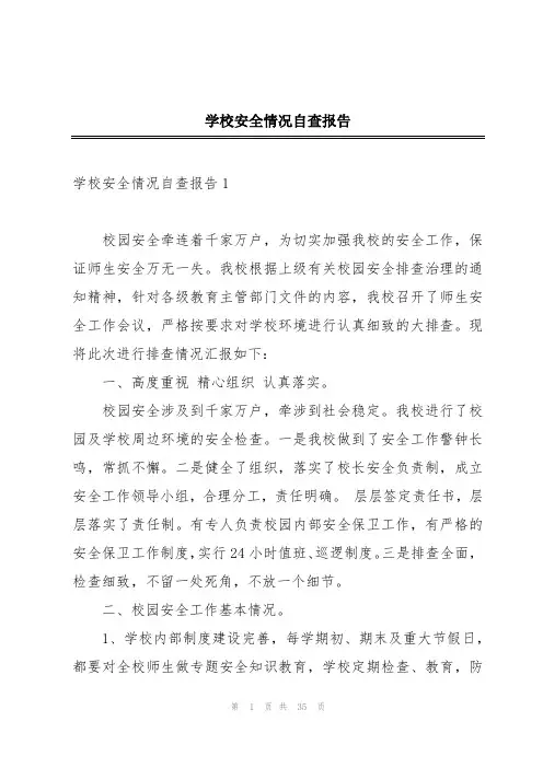 学校安全情况自查报告