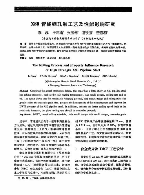 X80管线钢轧制工艺及性能影响研究