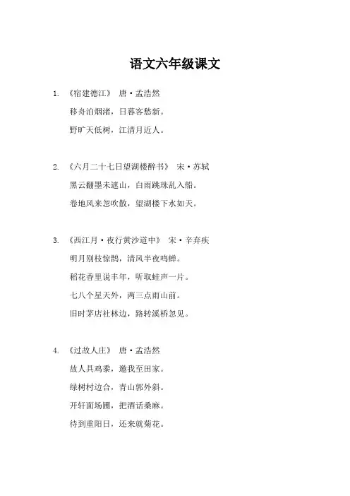 语文六年级课文