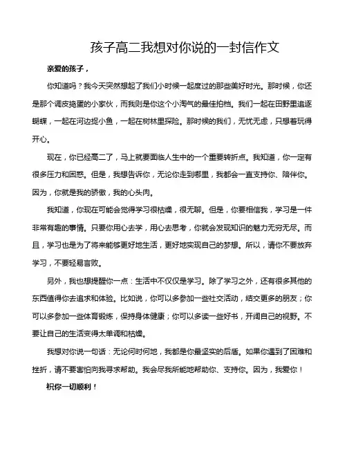 孩子高二我想对你说的一封信作文