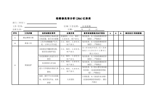 检维修风险分析 Microsoft Word 文档
