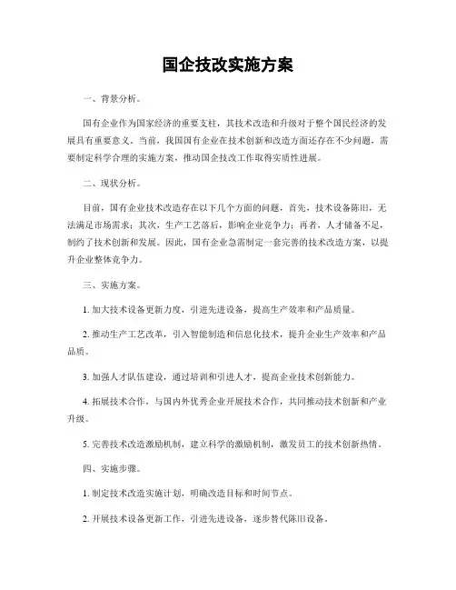 国企技改实施方案
