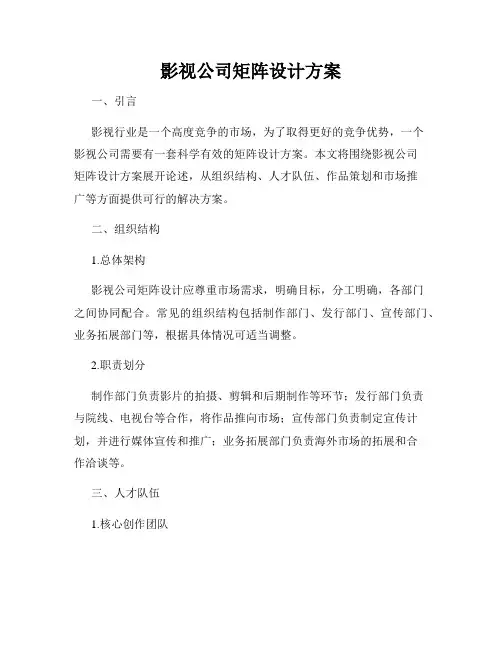 影视公司矩阵设计方案