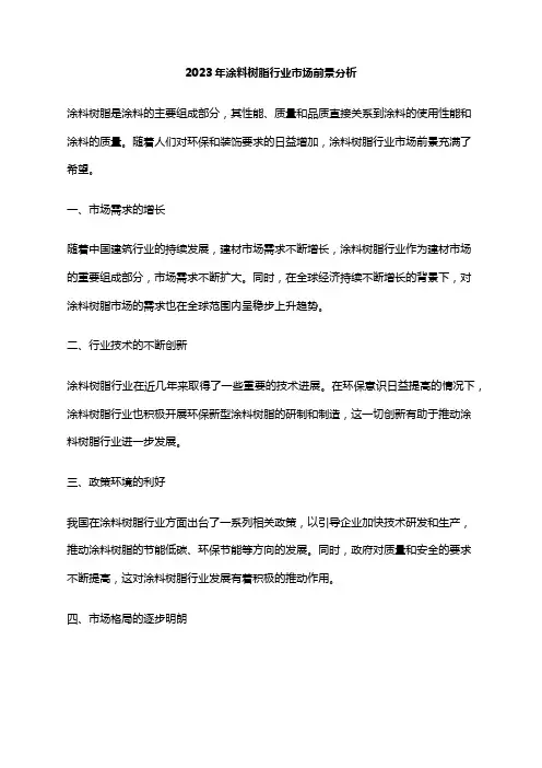 2023年涂料树脂行业市场前景分析