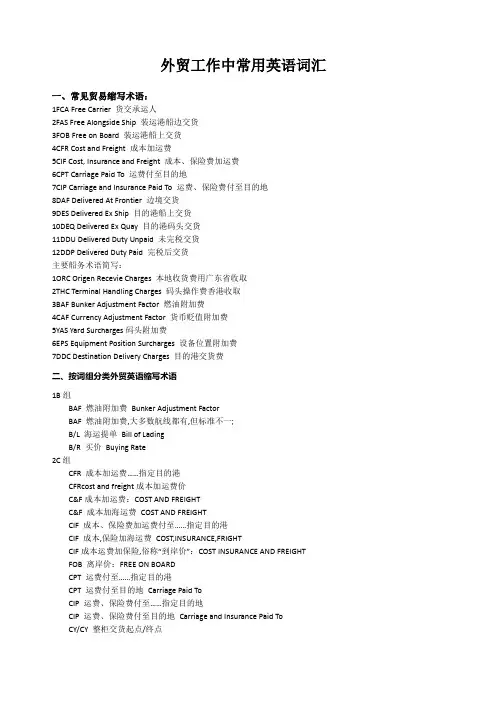 船务操作报关外贸常用英语总结