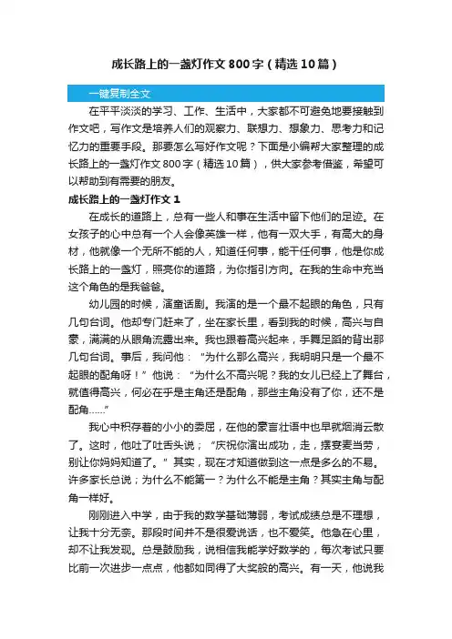 成长路上的一盏灯作文800字（精选10篇）