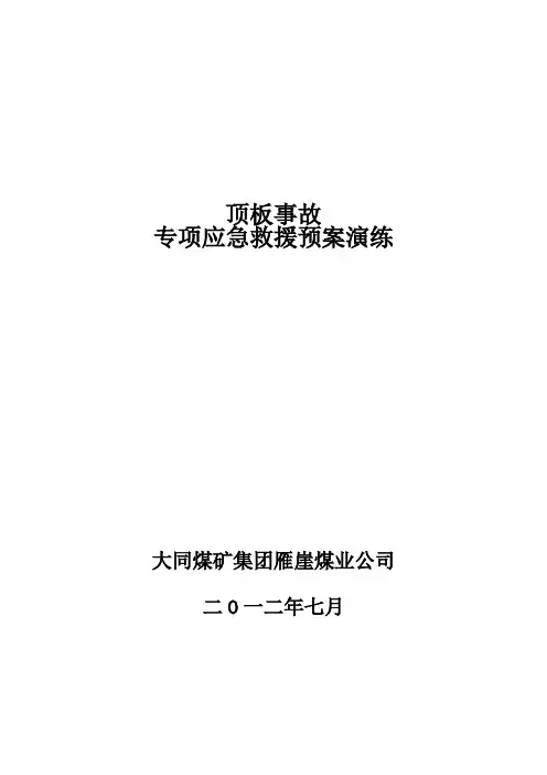 顶板事故专项应急救援预案演练总结讲解