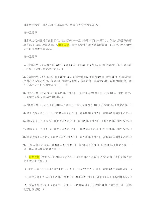 日本历代天皇