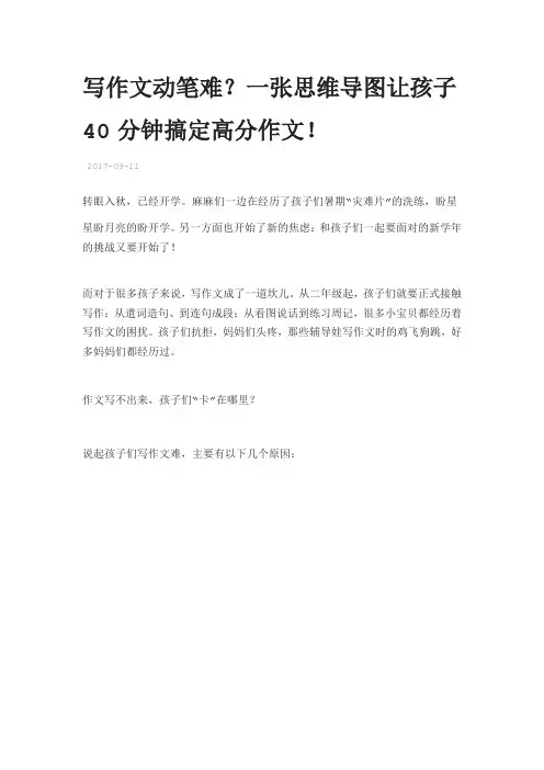 写作文动笔难？一张思维导图让孩子40分钟搞定高分作文!