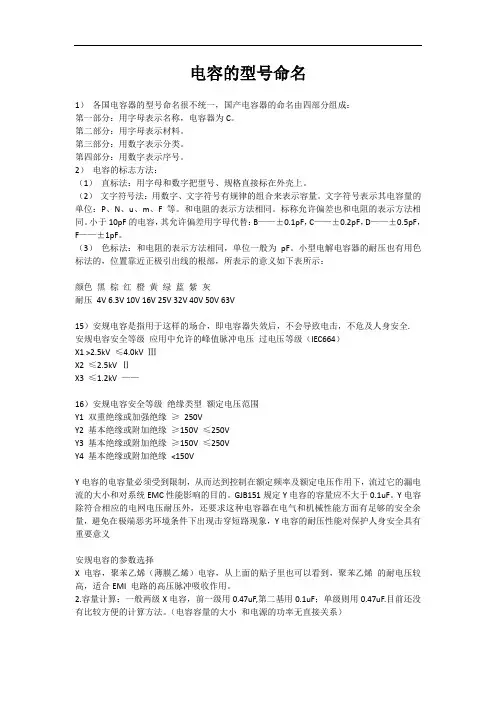 电容的型号命名