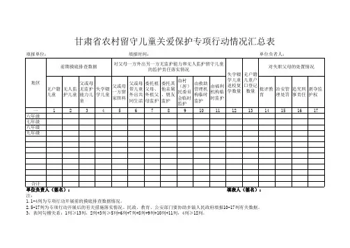农村留守儿童关爱保护专项行动表册