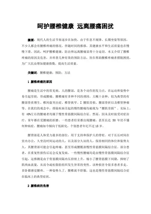 呵护腰椎健康远离腰痛困扰