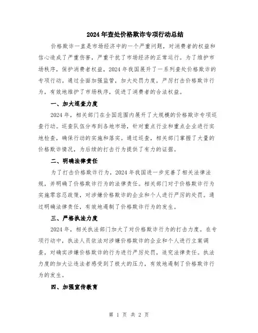 2024年查处价格欺诈专项行动总结