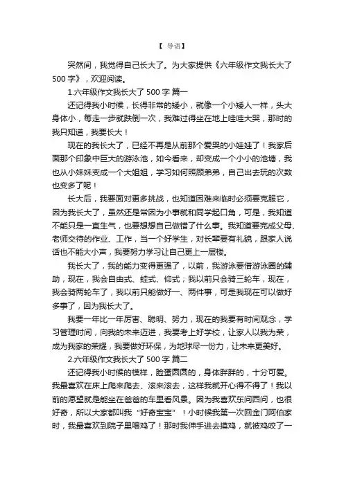 六年级作文我长大了500字