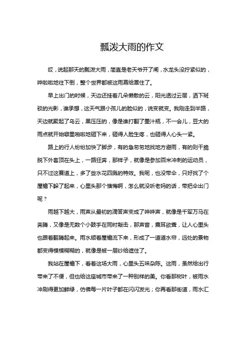瓢泼大雨的作文