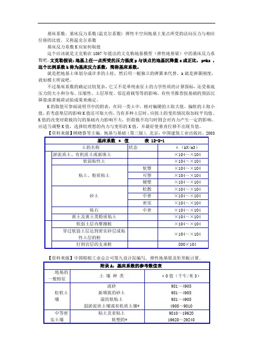 基床系数及基床反力系数