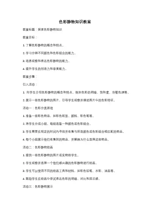 色彩静物知识教案