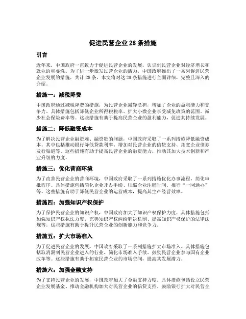 促进民营企业28条措施