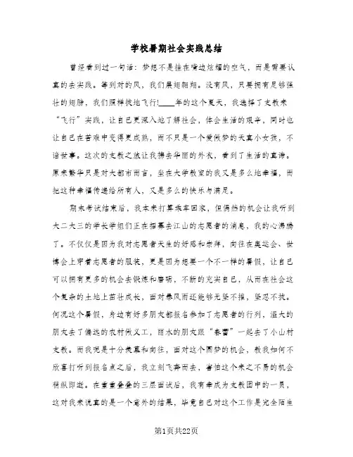 2023年学校暑期社会实践总结(5篇)
