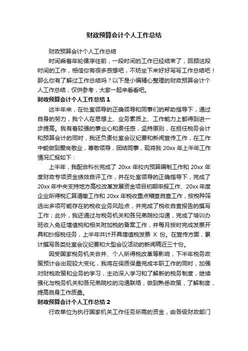 财政预算会计个人工作总结