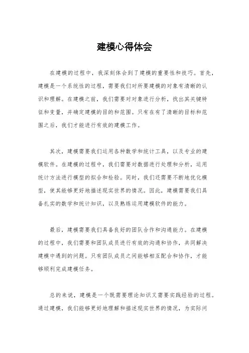 建模心得体会