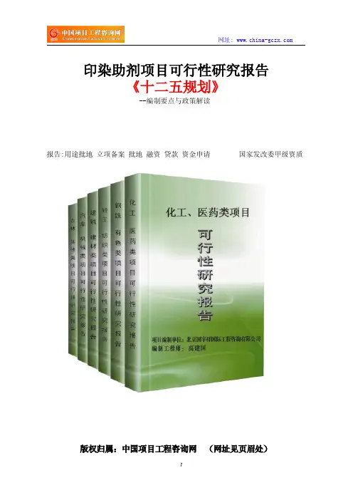 印染助剂项目可行性研究报告-立项申请格式范文