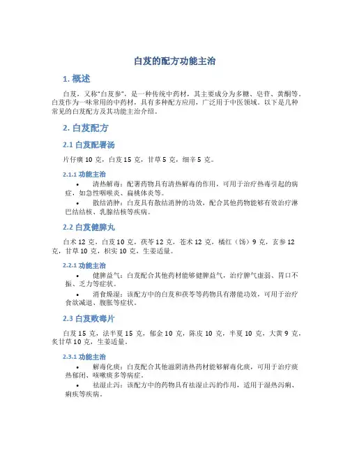 白芨的配方功能主治