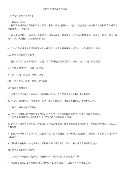 库房工作流程及制度