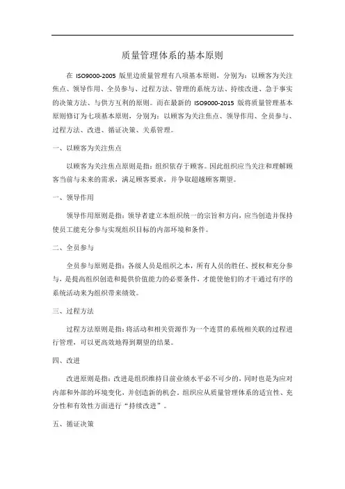 质量管理体系的基本原则