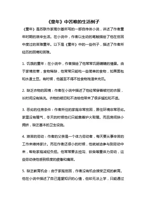 《童年》中苦难的生活例子