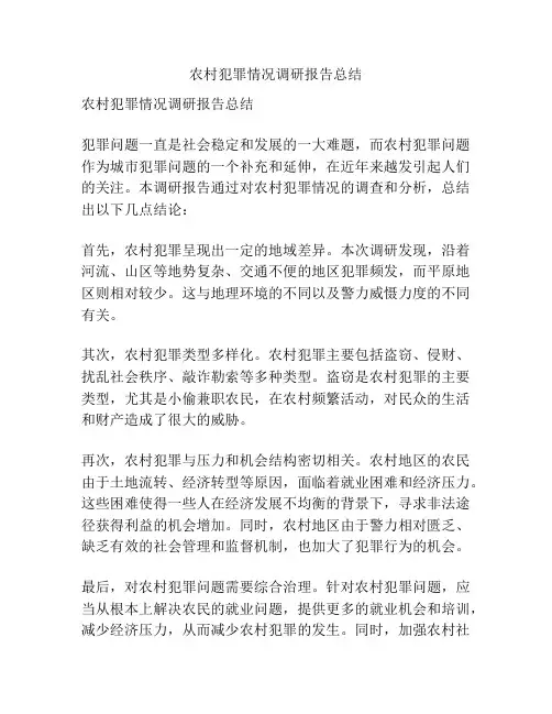 农村犯罪情况调研报告总结