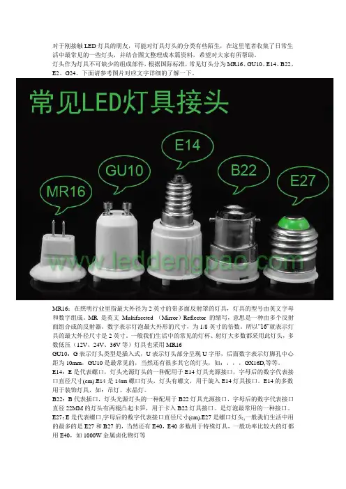 常见灯具灯头MRGUEBEG图文详解