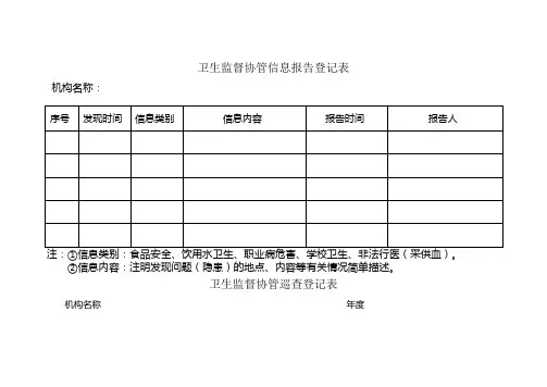 卫生监督协管信息报告登记表1