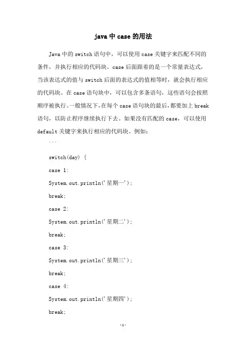 java中case的用法