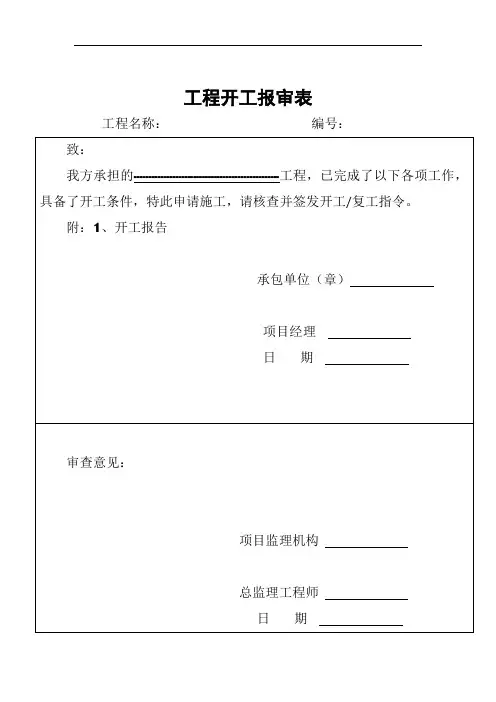 工程开工报告[标准格式]