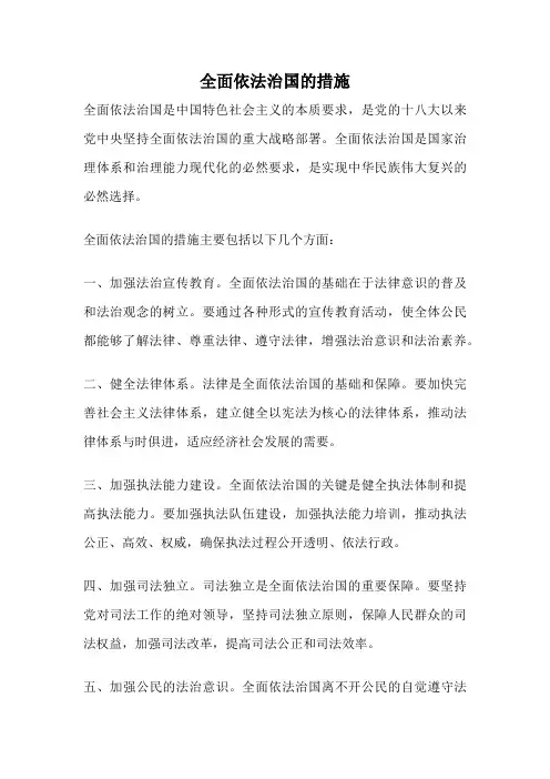 全面依法治国的措施