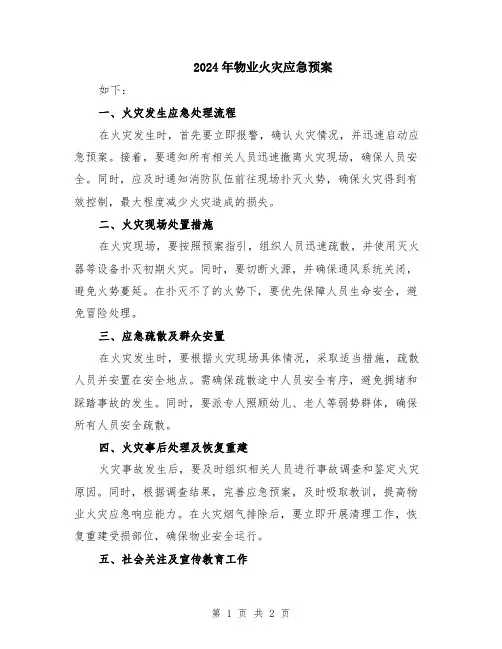 2024年物业火灾应急预案